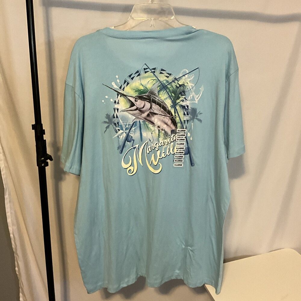 NWT Jimmy Buffett's Margaritaville Men Blue Swordfish Cotton T-Shirt XL